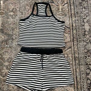 Striped Black and White Tank Top and Shorts Set